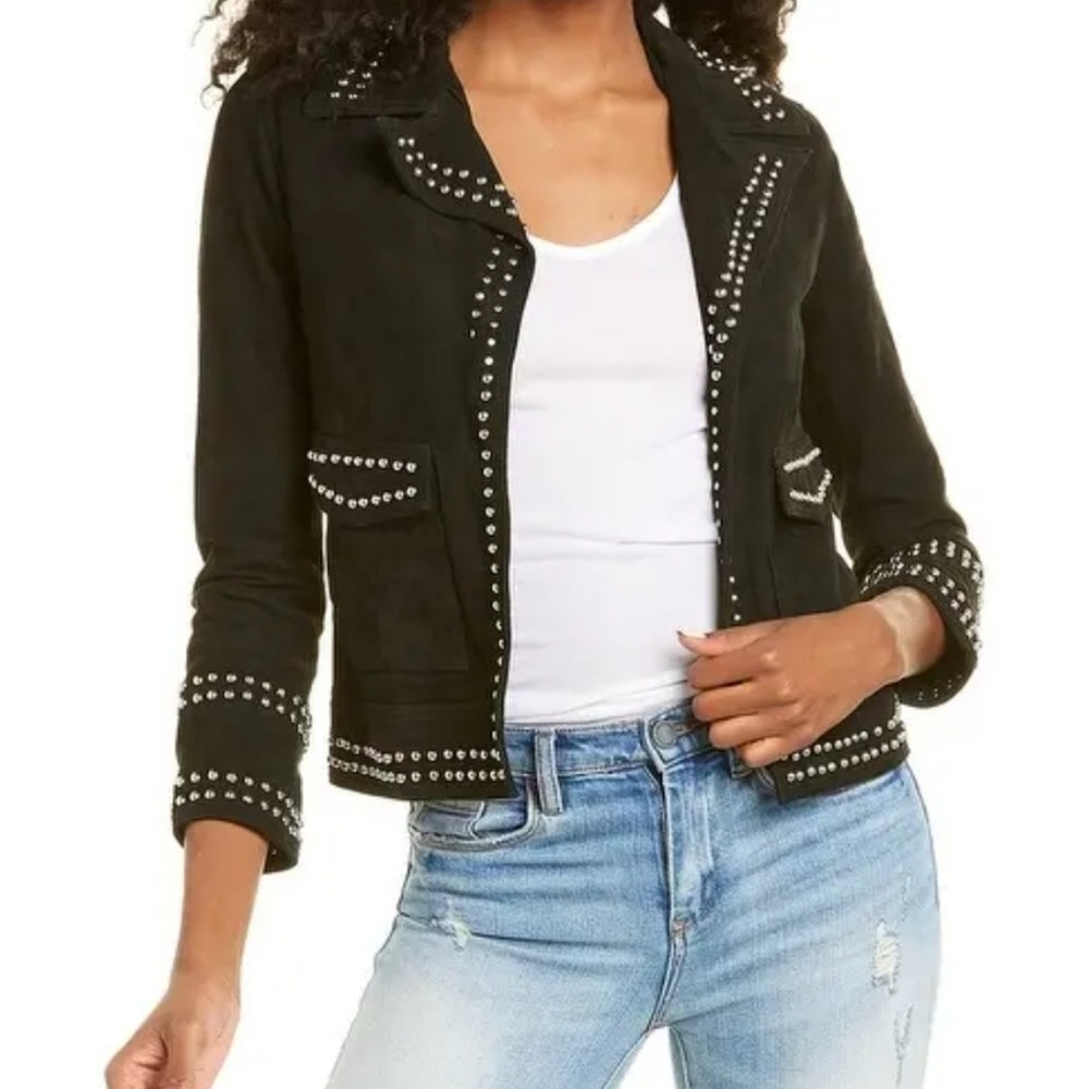 New W/ Tag! Allsaints Evans Studded Suede Jacket